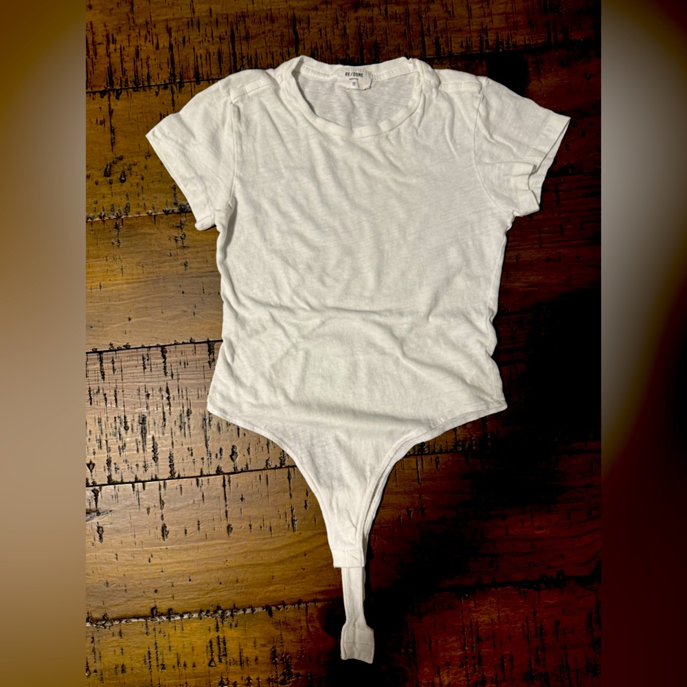 Re/done white tshirt body suit